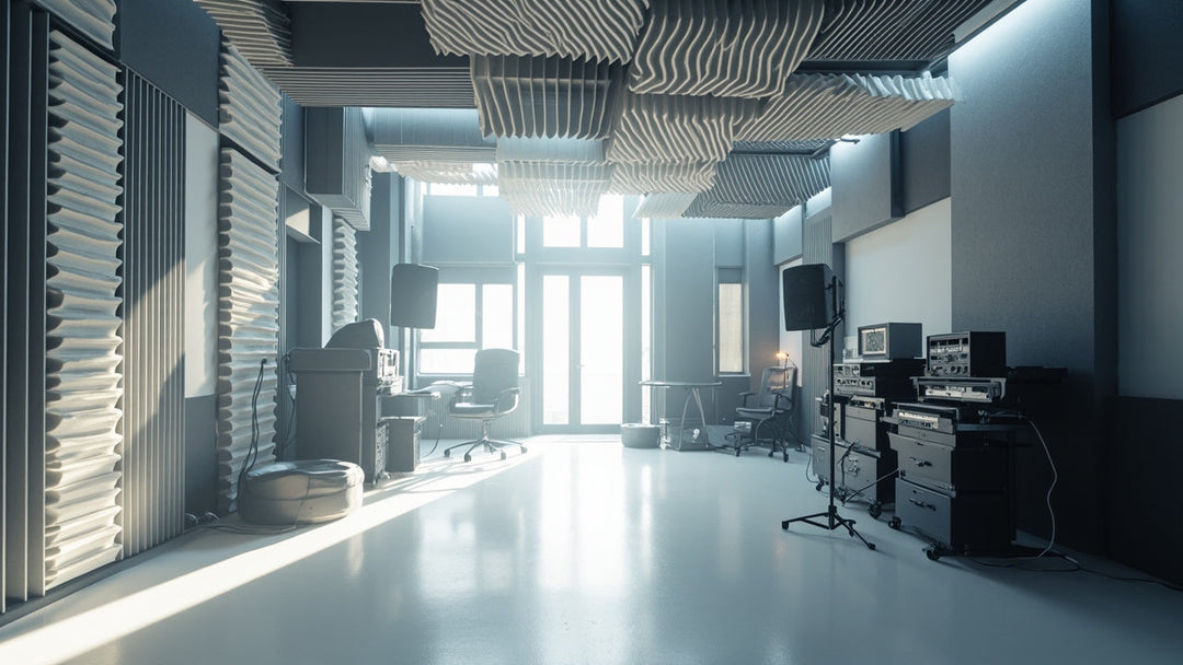 modern studio space with acoustic foam panels and soft natural light