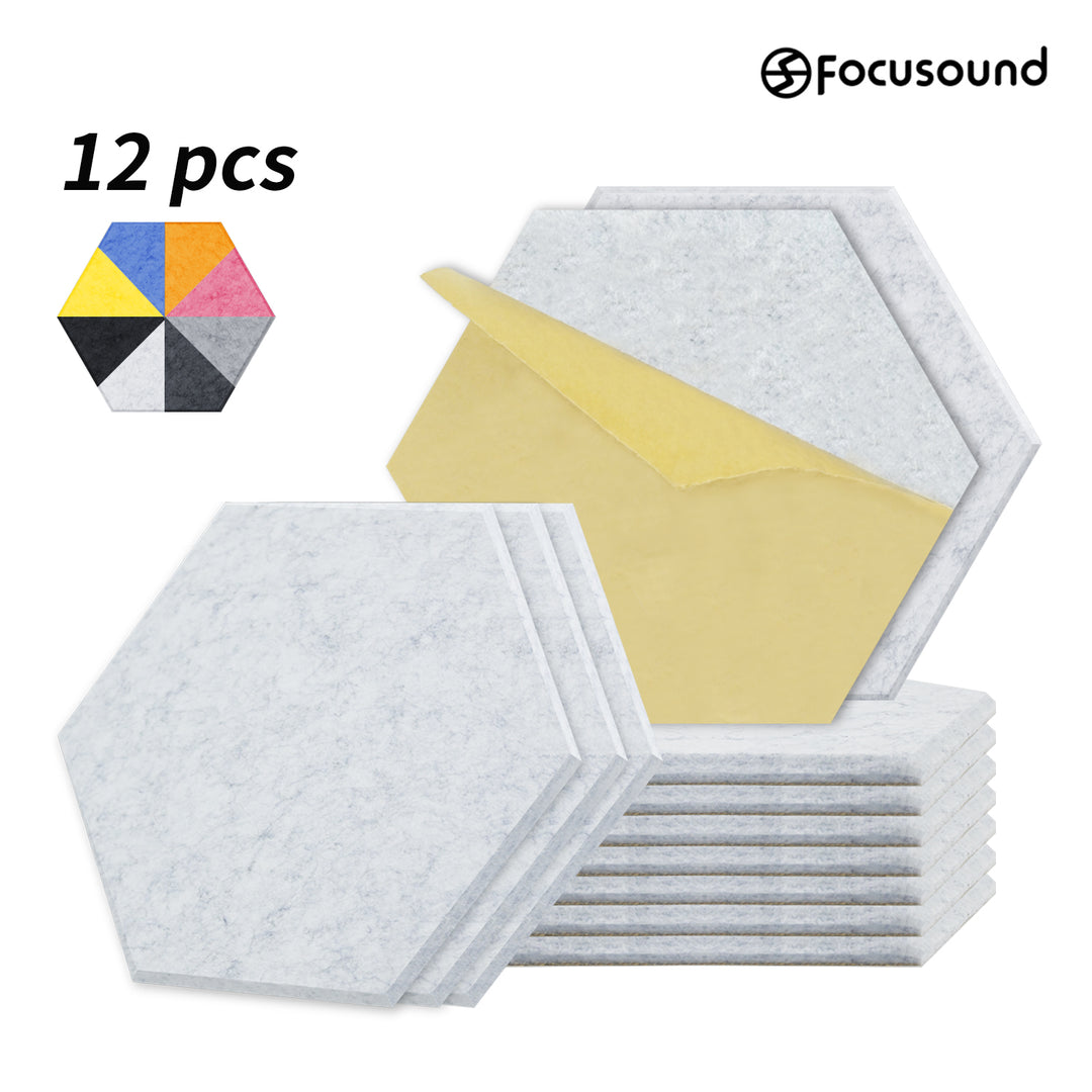 Focusound 3.5kg 6-Pack Peel & Stick Hexagon Soundproof Tiles