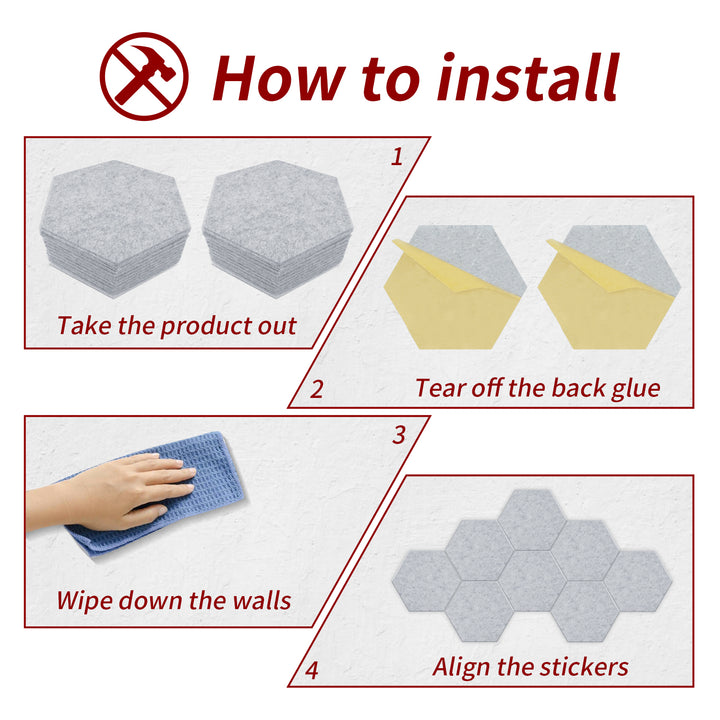Focusound 3.5kg 6-Pack Peel & Stick Hexagon Soundproof Tiles