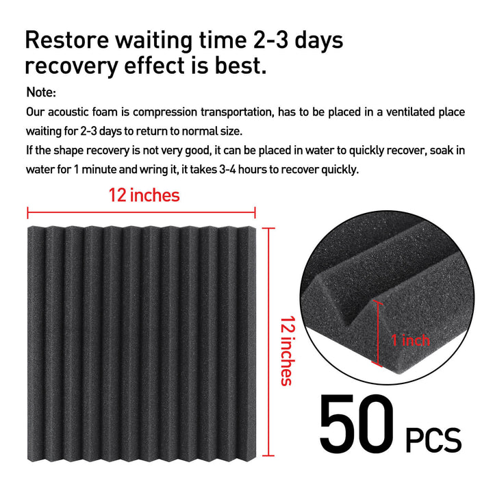 Focus0302C 50-Piece Pack 1-Inch Acoustic Foam
